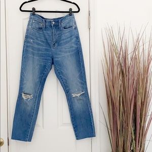 Madewell high-rise slim crop boyjean raw hem